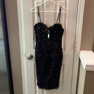 Fashion Nova Black lace MIDI dress- bodycon